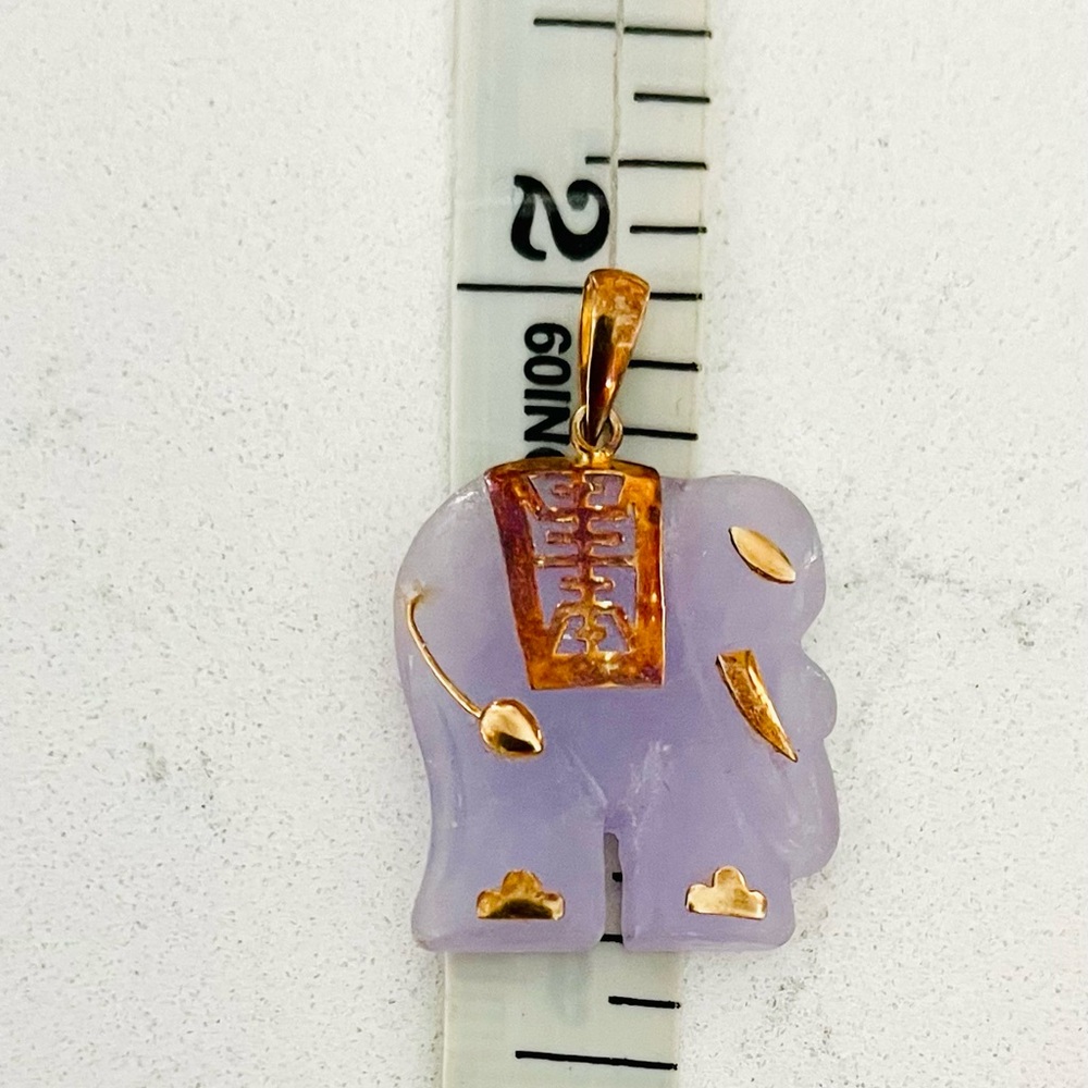 Vintage Lucky Elephant Charm/Pendant Amethyst & 14K Gold, Rare Pendant - Picture 9 of 14